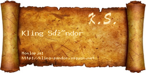 Kling Sándor névjegykártya